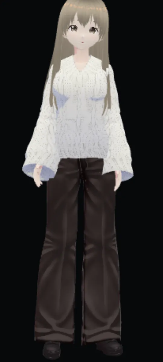 The face page: a 3D avatar standing on a dark background